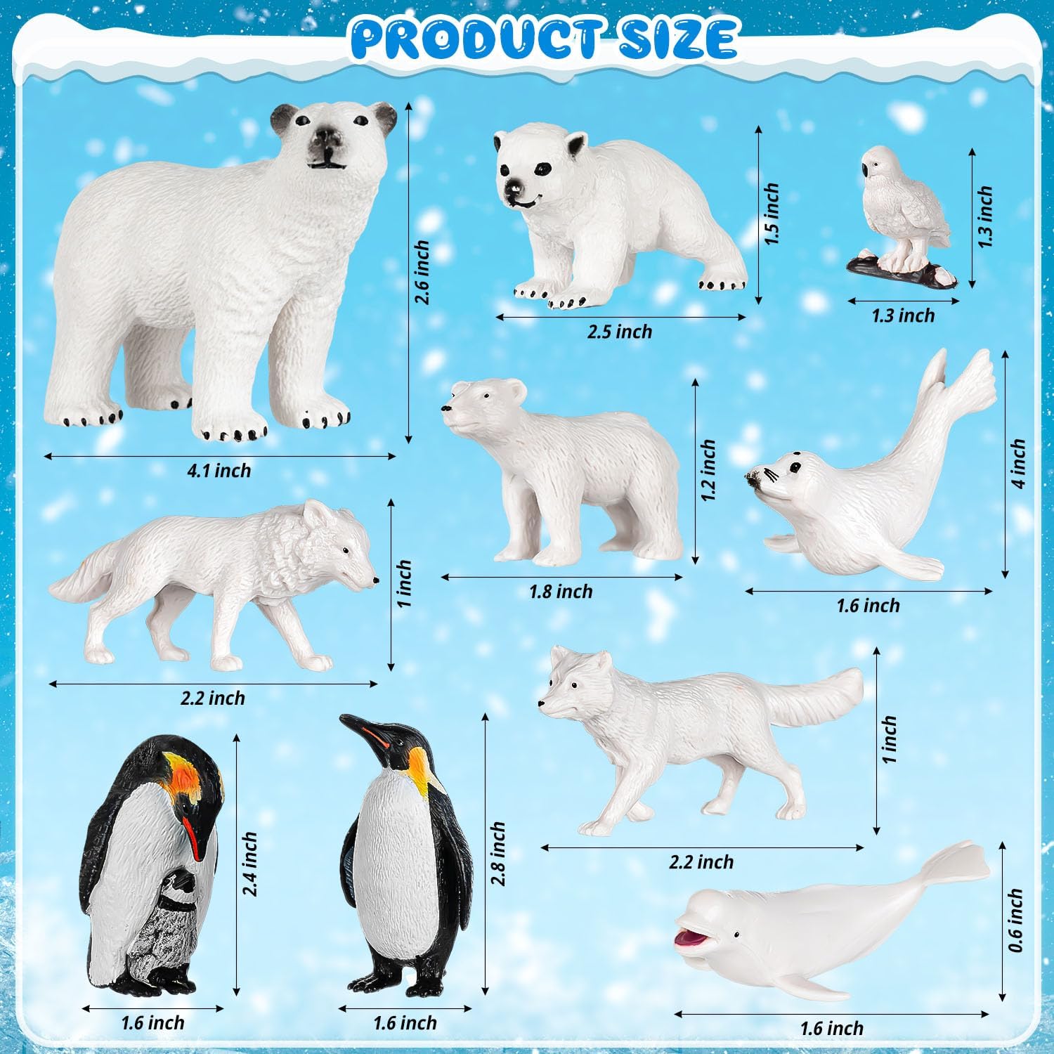 20 Pcs Arctic Animals Figurines Toy Sets Includes 10 Pcs Polar Animals Penguin Polar Bear Whale Miniature Antarctic Winter Toys Suitable for Children Teacher Class